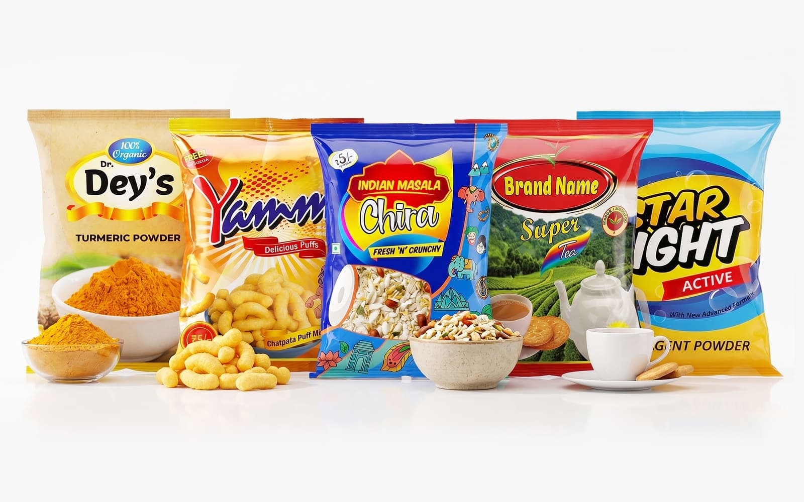 Custom printed flexible packaging pouches by Arihant Packaging